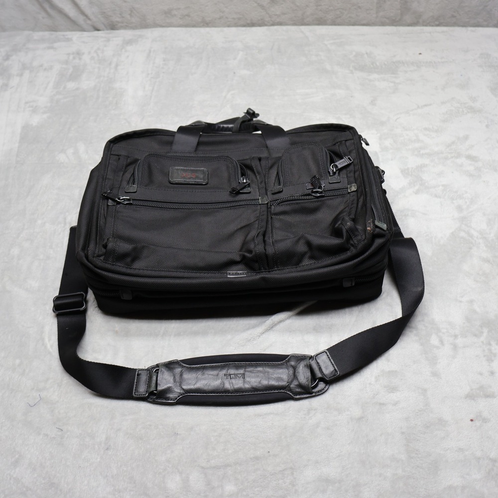Tumi Laptop Bag Unisex One Size Black Alpha Expandable Ballistic Nylon Messenger